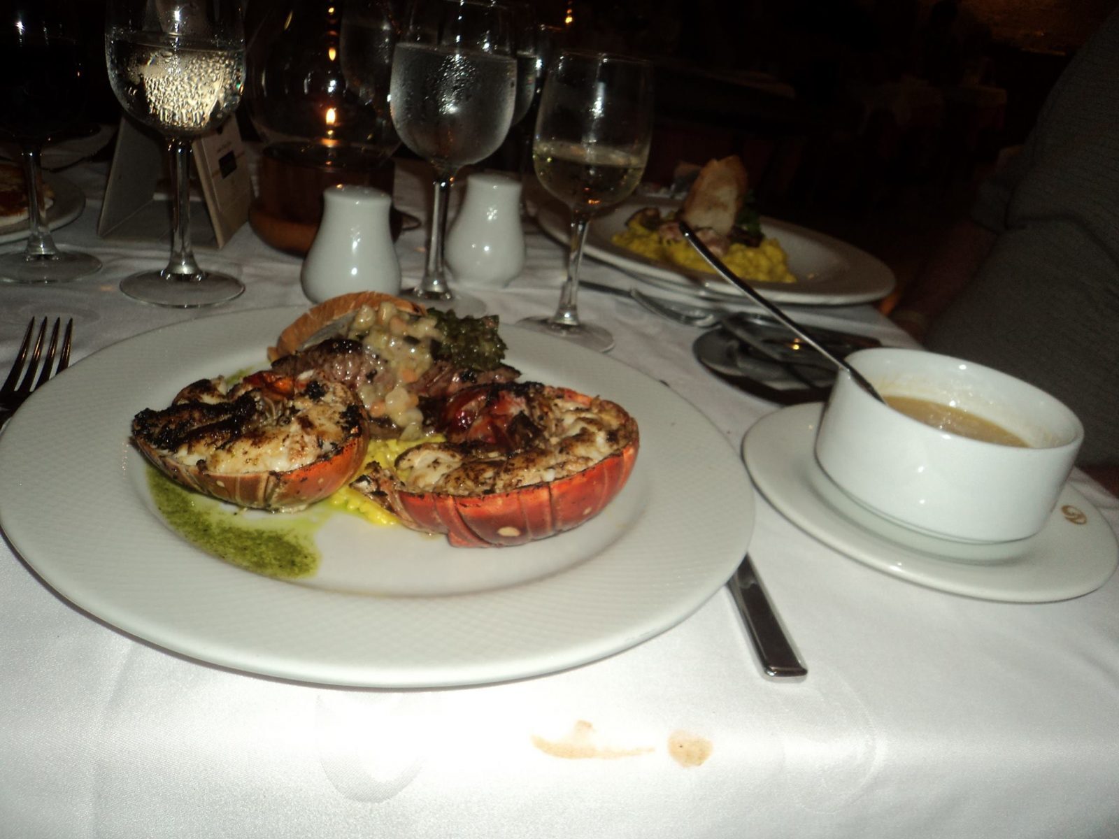 lobster in Portofino. (Extra charge. No charge for Roya)